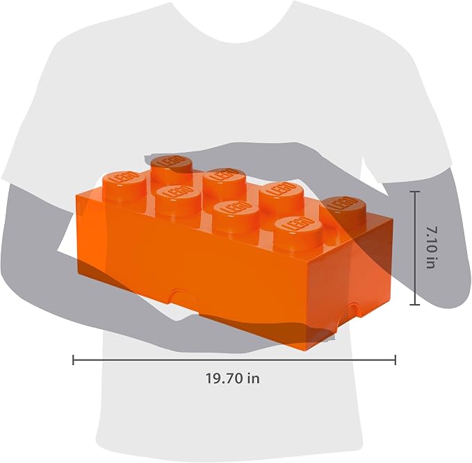 LEGO Storage Brick 8 12.1 L Storage Box with Lid Orange | LEGO Brick Storage Box Stackable Organizer Toy, Desk & Shelf Storage 12.1 L Capacity Brick Size 8 - Image 3