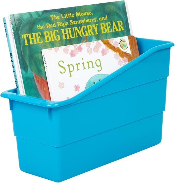 Really Good Stuff Durable Book and Binder Holders - 12 Pack, Blue Neon, 5.5" x 12.5" x 7.5", Classroom Organization, Storage Solution, Sturdy and Versatile | 5.5" x 12.5" x 7.5", Classroom Organization, Storage Solution, Sturdy & Versatile - Image 3