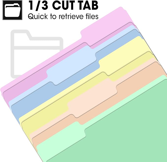 240 Pack File Folders, 1/3 Cut Tab Colored File Folders Letter Size 8.5 x 11 Inch, Filing Folder for Office School Business, 8 Pastel Colors - Image 4