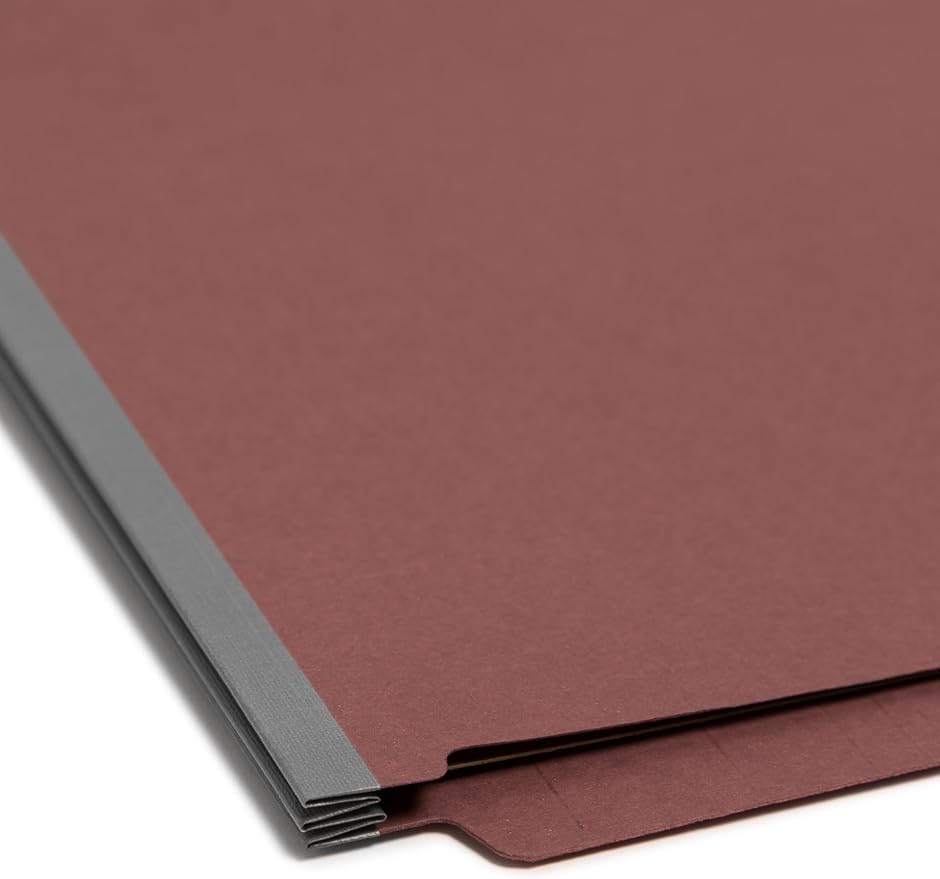 Smead 100% Recycled End Tab Pressboard Classification File Folder with SafeSHIELD Fasteners, 3 Dividers, 3" Expansion, Legal Size, Red, 10 per Box (29865) - Image 5