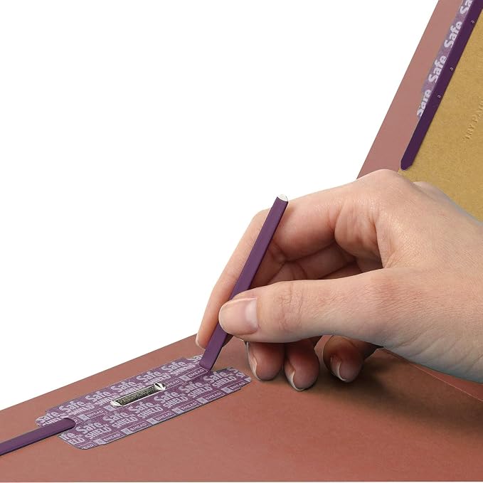 Smead End Tab Pressboard Classification File Folder with SafeSHIELD® Fasteners, Letter Size, 1 Divider, Red, 10 Folders per Box (26855) - Image 4