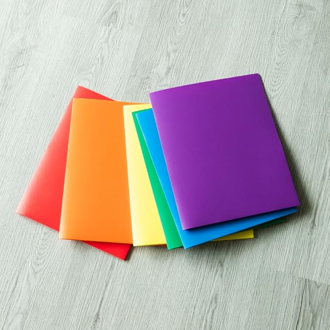 JAM PAPER Heavy Duty Plastic 2 Pocket Extra Tough School Folders - Assorted Primary Colors - Bulk 48 Folders/Box (8 Assorted Packs of 6) - Image 6
