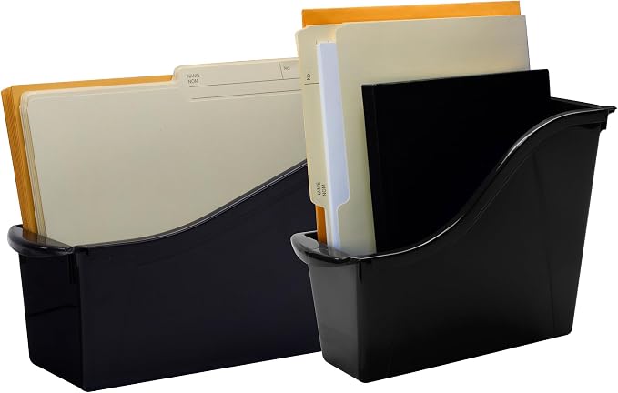 Storex Small Book Bin - Interlocking Plastic Organizer for Home, Office, and Work Space - Black, 6-Pack (70123E06C) - Image 2