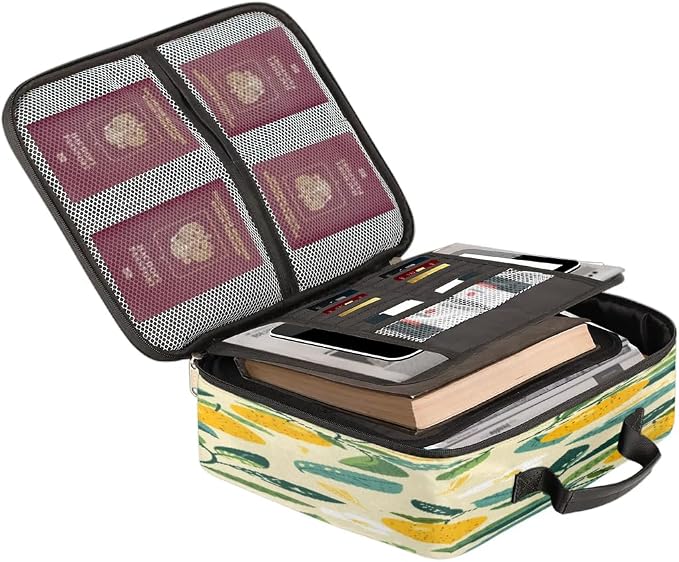 File Organizer Watercolor Lemon Document Organizer with Handle Portable File Organizer Bag Home Travel Storage Bags for Files Laptop Certificates - Image 2