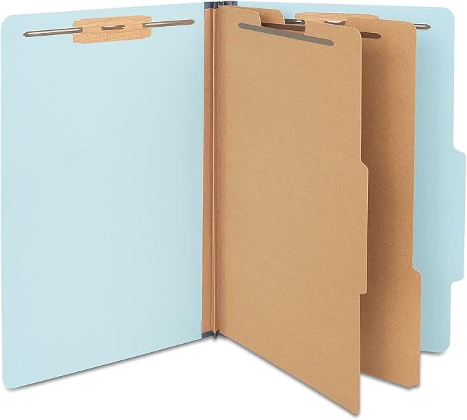 Staples Colored Pressboard Classification Folder, Legal Size, 2 Partitions, Light Blue, Durable Construction, 20/Pack by Staples