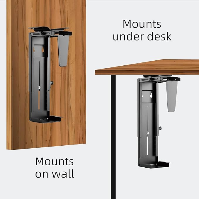 Pholiten Under Desk CPU Mount, 3.94 to 11.61" Wide, Max Load 44Lbs | Universal PC Wall Mount, Adjustable 360 Swivel, Secure Lock - Image 5
