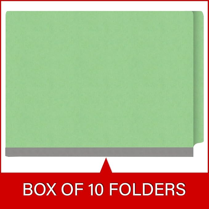 Ecom Folders Heavy Duty Top Tab Classification Folders | Letter Size 18 Pt Stock with 1 Divider | 2/5 Cut Right Position Tab for Medical, Legal and Office Documents | Green, Box of 10 - Image 6