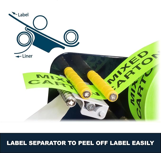 MDJ by Excell Manual Metal Label Sticker Dispenser with 4 Suction Cups Base for Tabletop, Adjustable Holder for Multiple Rolls for Office, Home, Warehouse, Easy Peel Off, Fits up to 6.5" Wide Labels - Image 3