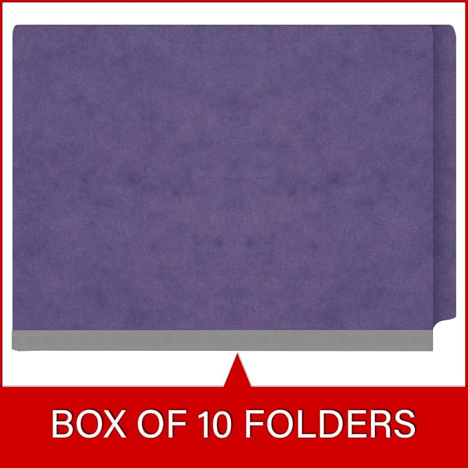25 Pt. Pressboard Classification Folders, Full Cut End Tab, Letter Size, 1 Divider, Purple (Box of 10) - Image 6