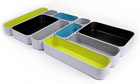 Three by Three Seattle Metal Drawer Organizer Tray Set, 10-Pc (Assorted) | Deep 2" food-safe metal bins; mix & match to customize any drawer; kitchen, bathroom, office & vanity organization by ThreebyThreeSeattle