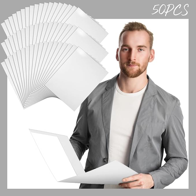 Jutom 50 Pcs 2 Pocket Glossy Paper Folders Glossy Paper Laminated Portfolios, Letter Size, Presentation Folders with Pockets for Office Teacher Worker Supplies(White Color) - Image 4