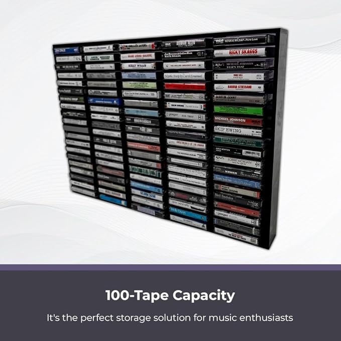 Kingdom Smoky Acrylic Wall Mount Cassette Tape Rack/Stamp Pad Rack for Easy Sorting and Organizing of Cassette Tapes, Stamp Pads, Playing Cards, Card Decks and More,100 Slots - Image 2