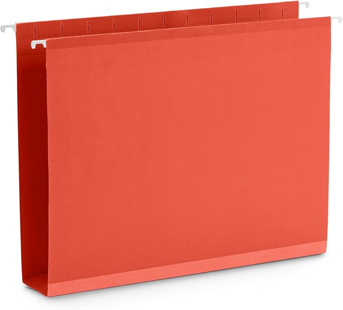 Blue Summit Supplies 25 Extra Capacity Hanging File Folders, Letter Size, 2 Inch Expansion, Wide, Reinforced 12pt Paper, Assorted Colors - Image 3