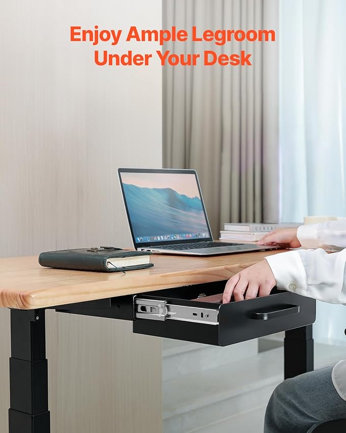 VEVOR Under Desk Drawer Slide Out, 13 inch Attachable Desk Drawer for Sit Stand Workstation, Hidden Under Counter Drawers for office Home, Black - Image 3