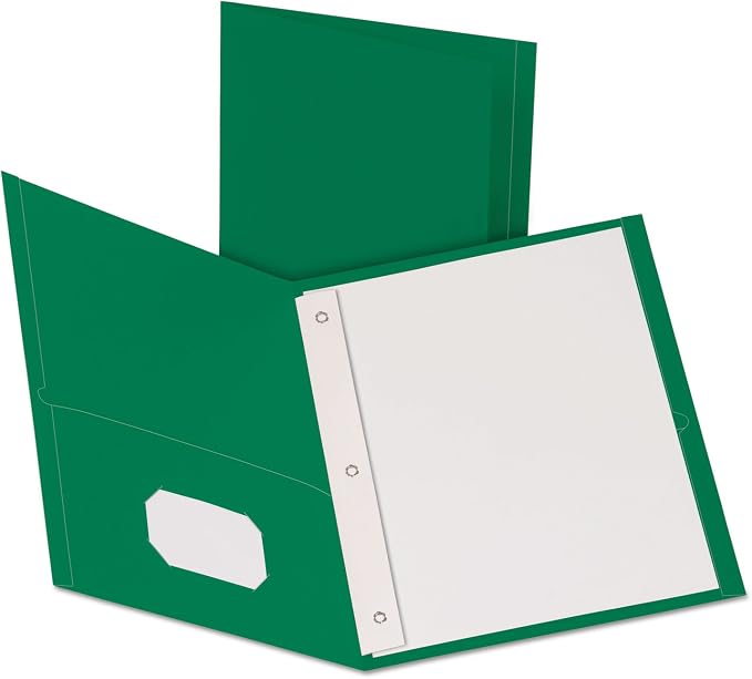 Oxford Twin Pocket Folders with Fasteners, Letter Size, Hunter Green, 25 per Box (57756) by Oxford
