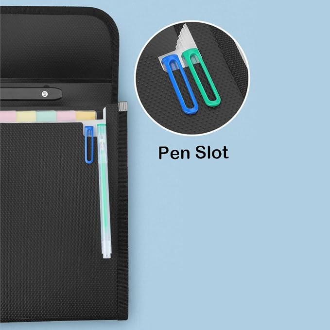 12 Pockets Letter Size/A4 Accordion File Organizer with Handle, TRANBO Expanding File Folder, Portable Paper Organizer, Expandable Plastic Document Organizer for Travel School Office - Blue - Image 4