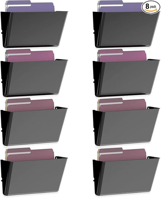 MINDEPOT 8 Pockets Acrylic Wall File Organizer, Wall File Holder Black by MINDEPOT