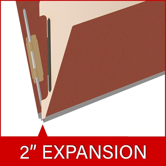 25 Pt. Pressboard Classification Folders, 2/5 Cut ROC Top Tab, Letter Size, 1 Divider, Brick Red (Box of 10) - Image 7
