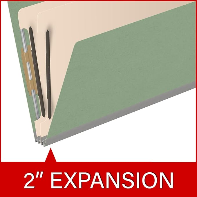 25 Pt. Pressboard Classification Folders, 2/5 Cut ROC Top Tab, Legal Size, 2 Dividers, Green (Box of 10) - Image 7