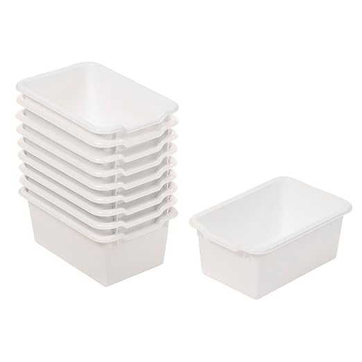 ECR4Kids Scoop Front Storage Bins, Multipurpose Organization, White, 10-Piece by ECR4Kids