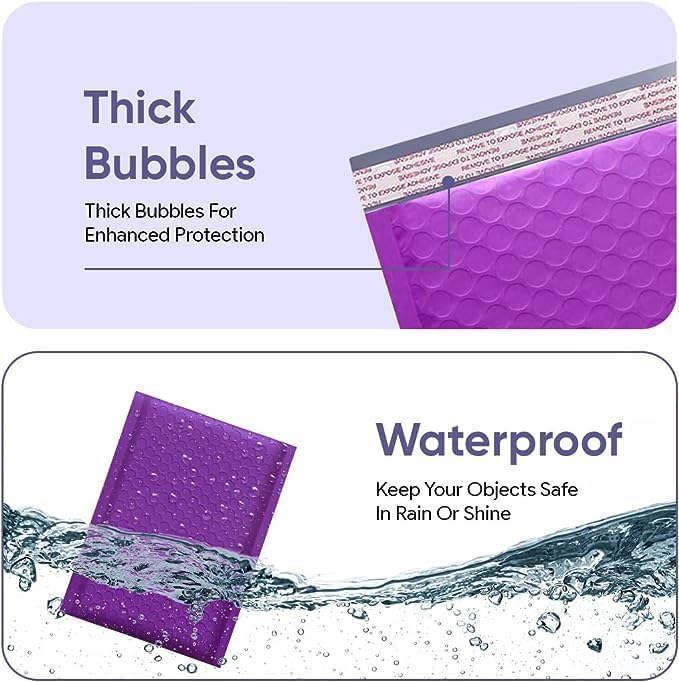 Purple Bubble Mailers 14.5x19, Self Seal Poly Padded Envelopes #7, 50 Pack - Image 4