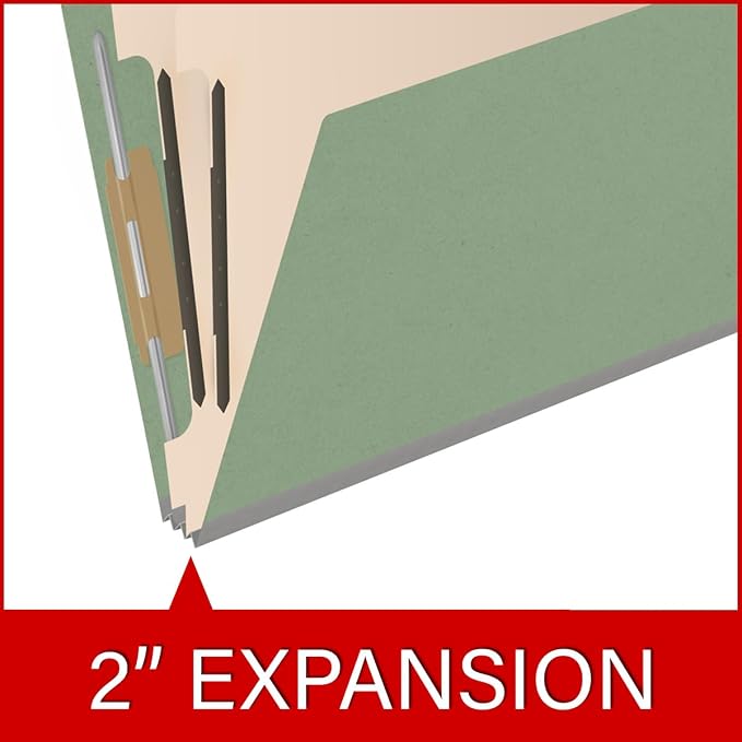 25 Pt. Pressboard Classification Folders, 2/5 Cut ROC Top Tab, Letter Size, 2 Dividers, Green (Box of 10) - Image 7