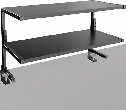 VIVO Black Clamp-on 30 inch 2-Tier Desk Shelf, STAND-SHELF30C | Above or Below Desk, 2 Level Shelving Unit for Table Accessories, Gaming Devices, and More, Storage Tray, Desktop Organizer by Unknown