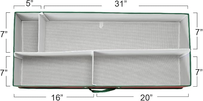 Household Essentials Holiday Gift Wrap Organizer with Lid, Red and Green - Image 5