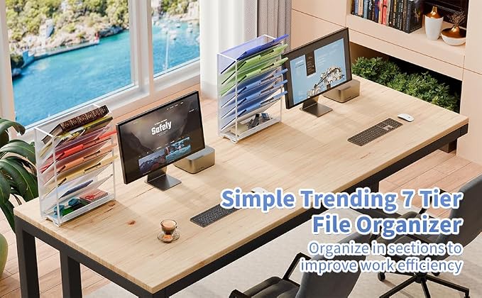 Simple Trending Wall File Organizer, Mesh 7-Tier Vertical Hanging File Holder, Desktop Metal Files Rack for Office and Home, Black - Image 8