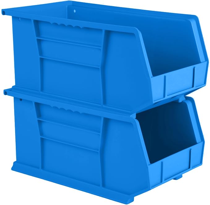 15" x 8" x 7" (6 Pack) Plastic Stackable Storage Bin, Hudson Blue - Image 5