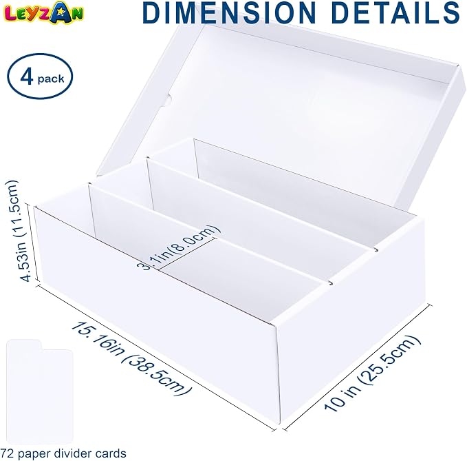 Trading Card Storage Box 4 Pack–2400 Count Cardboard Organizer with Dividers for MTG, TCG, Sports, Toploader, Commander - Image 2