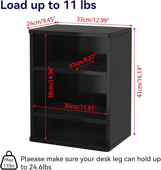 IBUYKE Under Desk Storage Cabinet Clamp on Desk Legs Shelf UTMZ012B | Adjustable Shelf, for Standing Desks Shelf, for Office,Elevating Your Workspace - Image 2