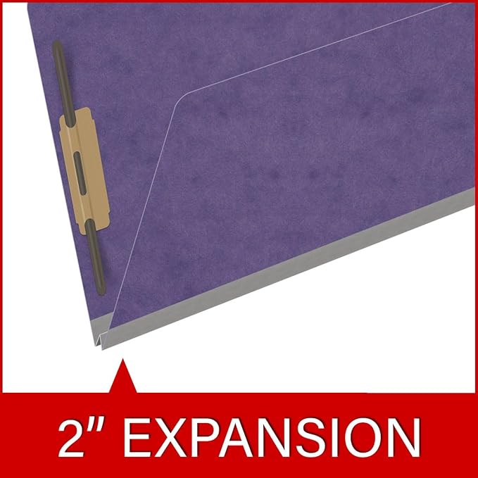 Ecom Folders End Tab Pressboard File Folders | Legal Size 25 Pt Stock with 2" Tyvek Expansion | Full Cut Tabs for Medical Charts, Legal Documents & Office Records | Purple, Box of 25 - Image 7
