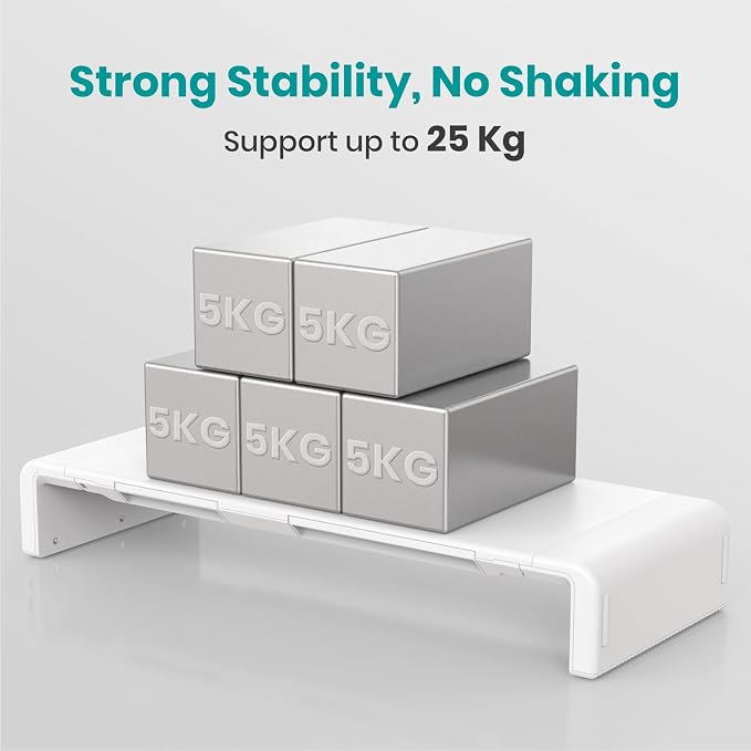 Monitor Stand Riser, Klearlook Foldable Computer Monitor Riser, Height Adjustable Computer Stand, Desk Shelf Riser with Storage Drawer & Tablet Phone Stand for Computer, Desktop, Laptop (White 2 Pack) - Image 9
