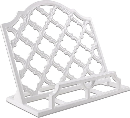 JOGREFUL Cast Iron Cookbook Stand, Kitchen Recipe Holder Trellis White | Heavy-Duty Book Vintage Holder, Reading Rest Holder for Easel/Counter/Books/Magazine/iPad/Bible by JOGREFUL