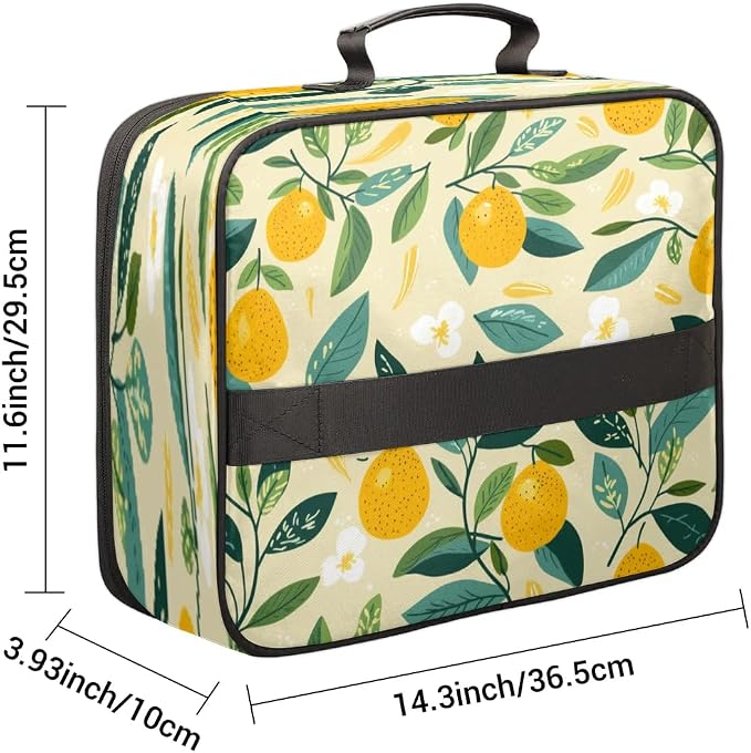 File Organizer Watercolor Lemon Document Organizer with Handle Portable File Organizer Bag Home Travel Storage Bags for Files Laptop Certificates - Image 3