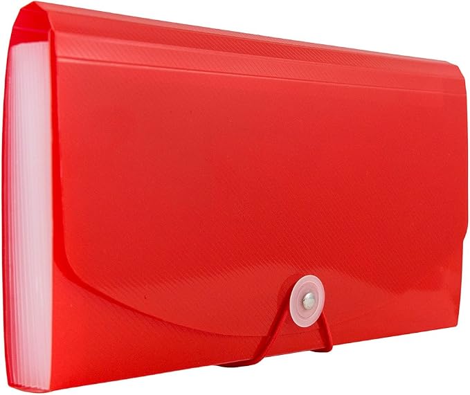JAM PAPER Accordion Folders - 13 Pocket Plastic Expanding File - Check Size - 5 x 10 1/2 - Red - 2/Pack - Image 2