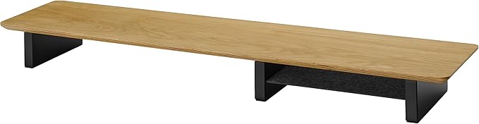 White Oak Wood Desk Shelf for Top of Desk 44 Inch Length Wood Monitor Riser with Middle Shelf - Image 5