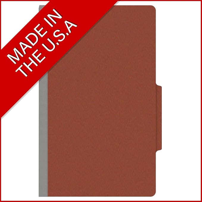 25 Pt. Pressboard Classification Folders, 2/5 Cut ROC Top Tab, Legal Size, 1 Divider, Brick Red (Box of 10) - Image 5