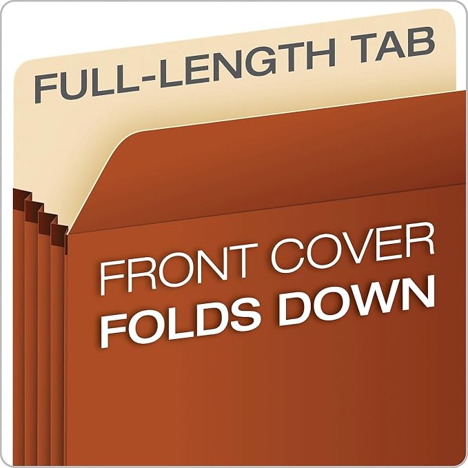 Pendaflex® Extra-Strong Acid-Free File Pockets, Letter Size, 5 1/4" Expansion, 30% Recycled, Red, Box of 50 - Image 5