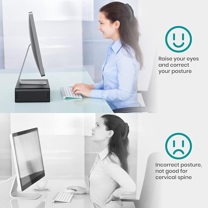 Klearlook Computer Monitor Stand for Desk, Adjustable Foldable Monitor Riser with Storage Drawer & Tablet Phone Holder for Office, Home, Laptop, Desktop (Black 2 Pack) - Image 8