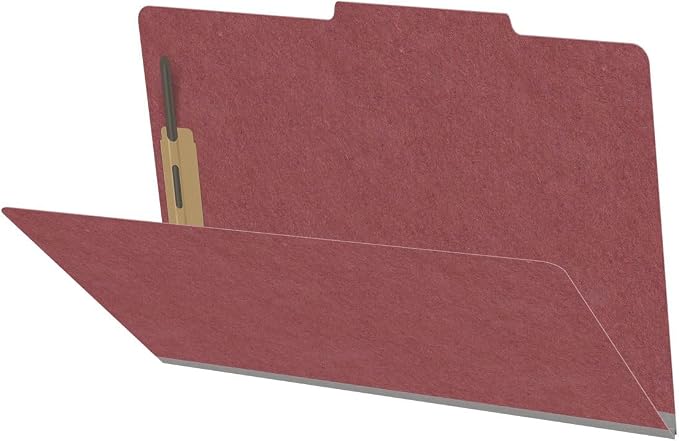 25 Pt. Pressboard Classification Folders, 2/5 Cut ROC Top Tab, Legal Size, No Dividers, Dark Red (Box of 25) by Ecom+Folders