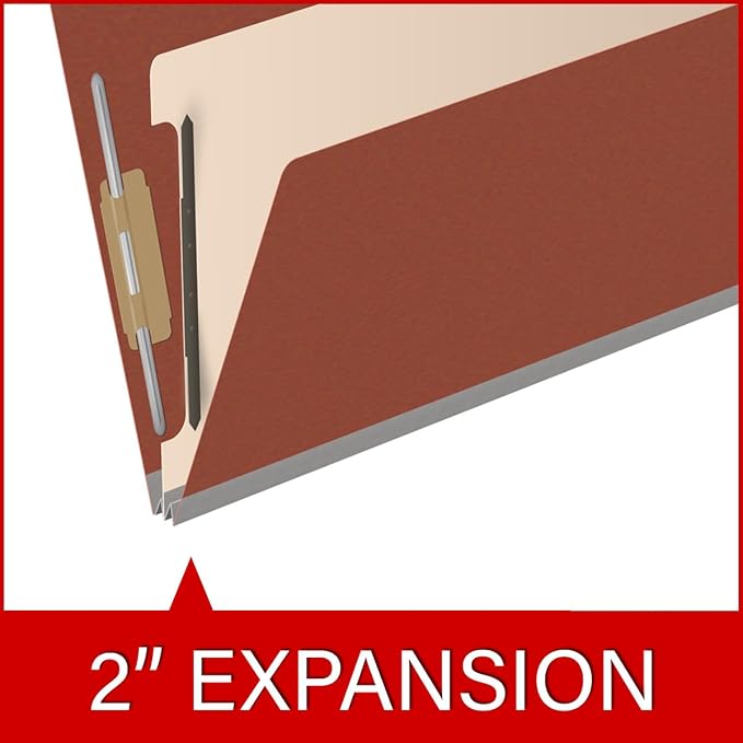 Ecom Folders Top Tab Pressboard Classification Folders | Legal Size 25 Pt Stock with 1 Divider | 2/5 Cut ROC Tab for Medical & Office Filing | 4 Filing Sections | Brick Red, Box of 10 - Image 7