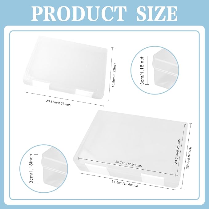 12 Pcs Clear A4 A5 File Box Document Plastic Storage Box with 48 Labels File Holder Organizer Box Paper Plastic Case Magazine Protector with Buckle Office School Supplies(White) - Image 2