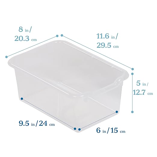 ECR4Kids Scoop Front Storage Bin, Multipurpose Organization, Clear, 5-Piece - Image 2