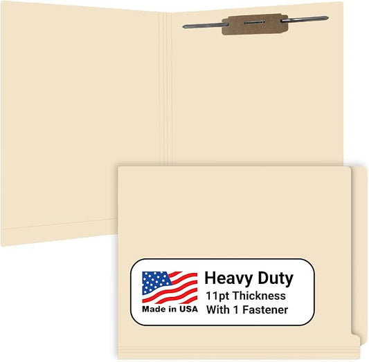 End Tab File Folders for Patient Charts, Doctor Stuff, 11pt Manila with Fastener in Position 1, Letter Size, USA Made, Box of 50 by DoctorStuff