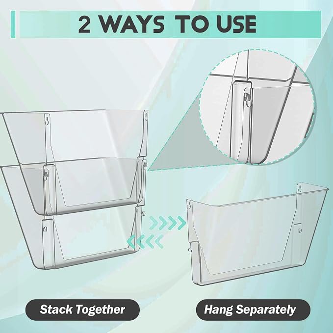 MINDEPOT 6 Pockets Acrylic Wall File Organizer, Clear Wall File Holder, Plastic Hanging Wall File Holder for Office, School and Home, Smoky - Image 6