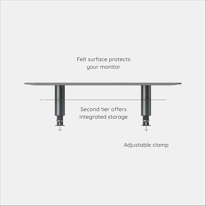 Branch Monitor Stand, Small Monitor Riser Second Tier Storage | Elegant, Durable Powder-Coated Steel Stand with Soft Felt Liner, Charcoal - Image 3