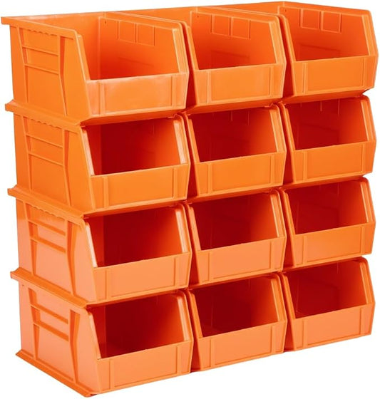 HE HUDSON EXCHANGE 9.5" x 6" x 5" (12 Pack) Plastic Stackable Storage Bin, Orange by HudsonExchange