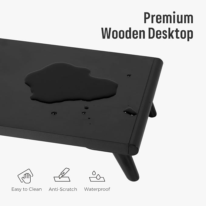 loukin Monitor Stand Riser for Desk, 22.4" × 8.2" Computer Stand, Black | Supports 22 lb, No Installation Required, Water-Resistant Surface, Fits Laptops and Printers, Ergonomic Design - Image 4